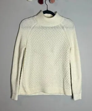 🔆 Talbots off white mock neck knit sweater thumbnail 1
