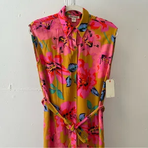 NWT Billabong Hawaiian Floral Sleeveless‎ Shift Midi Dress Small JD011BLN thumbnail 6