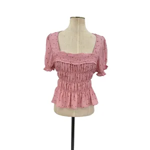 Free People Adore You Blouse Bleached Mauve Floral Smocked Pink Size Medium thumbnail 3