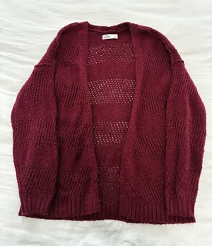 Hollister Open-Front Knit Cardigan - Burgundy thumbnail 1