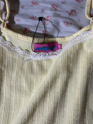 Edikted Yellow Irene Pointelle Tank Top cami thumbnail 2