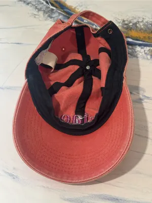 Free People Coral Baseball Cap with Purple 'ciao' Embroidery thumbnail 6
