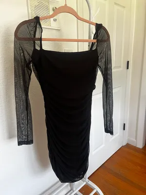 Charvi Long Sleeve Mini Dress Black thumbnail 3