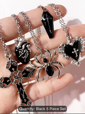 Y2K Vintage Style Stainless Steel (5) Piece Gothic/Punk Style “18 inch Necklaces thumbnail 2