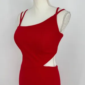 La Femme Gown Size 4 Red Asymmetrical Neck Strappy Back High Slit Evening Formal thumbnail 9