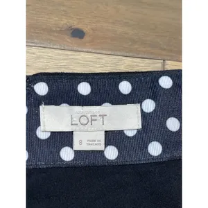 LOFT Skirt Size 8 Black A Line Mini Back Zip Polka Dot Waistband Trim thumbnail 5