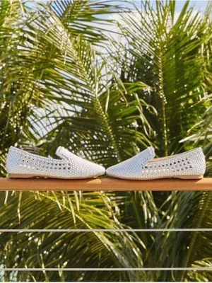 NWT Birdies Starling Silver Woven Loafers Size 6 Coastal Preppy Spring Chic thumbnail 3