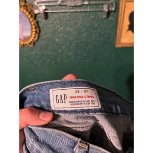 GAP WASHED BLUE HIGH RISE STRIDE TWO TONE FLARED LEG Jeans Womens 26/2 Denim Boh thumbnail 3