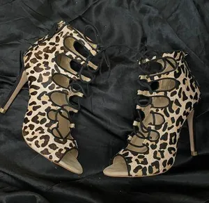 Leopard Print Lace-Uo Heels thumbnail 1