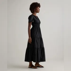Quince 100% Organic Cotton Poplin Tiered Maxi Dress size small thumbnail 3