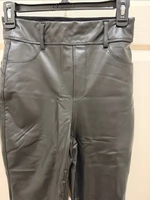 HALARA Black Faux-Leather High Waist Fleece Lined Flare Pants Small (4/6) thumbnail 6