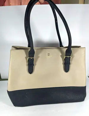 Kate Spade New York Beige/Black Colorblock Tote Zip Center, Pockets Gold thumbnail 1