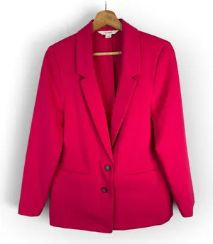 Old Navy Women S Berry Pink Relaxed Unlined Blazer 2 Button Workwear Jacket thumbnail 1