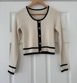 Commense Retro Contrast Cardigan small Tan thumbnail 1
