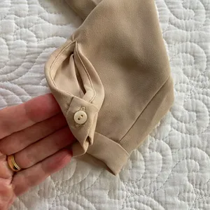 Zara Basic Tan Layered 3/4 Sleeve Boxy Flowy Chiffon Blouse Size XS thumbnail 6