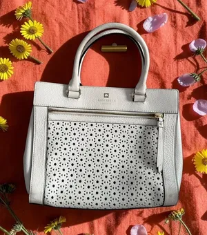 KATE SPADE White Leather Eyelet Satchel Handbag thumbnail 1