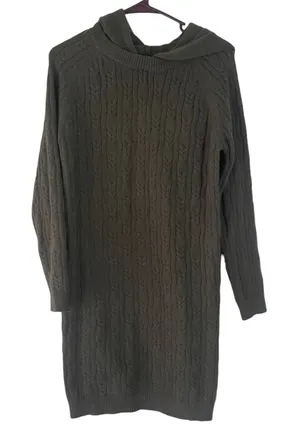 Mystree Women's Size‎ Medium Grey Green Hooded Sweater Dress thumbnail 1