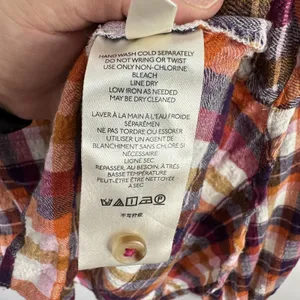 Pilcro Plaid Button Up Shirt Women Medium Ruffle Cottage Academia Preppy Western thumbnail 5