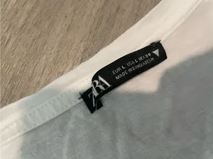 Zara White V-Neck Short Sleeve Tee thumbnail 2