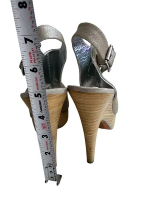 DOLCE VITA Silver Platform Slingback Heels Size 8.5 thumbnail 6