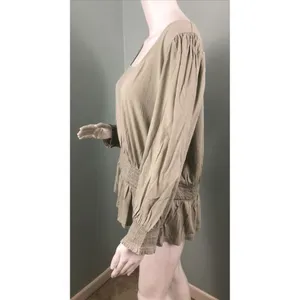 NWT Women's Ann Taylor Smocked Square Neck Puff Sleeve Blouse Top Sage Sz Large thumbnail 9