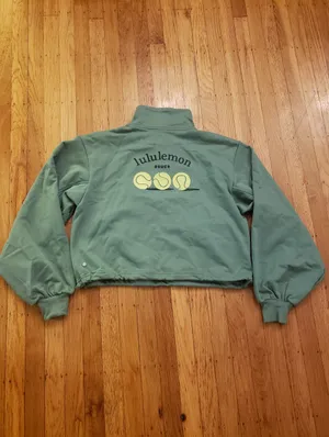 Lululemon Green Cotton Terry Tennis Half Zip Deuce Size L New thumbnail 4