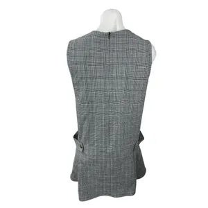 Zara Women's Gray Plaid Check Sleeveless Mini Skater Tank Flare Shift Dress M thumbnail 3
