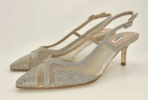 Dune London Dianas Gold Mesh Glitter Slingback‎ Kitten Heel Pumps Wedding 8 NWOB thumbnail 1