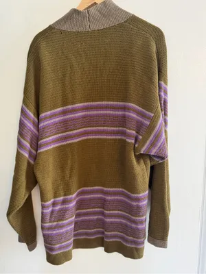 Urban Outfitters Olive and Lavender Striped Open Cardigan thumbnail 4