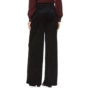PAIGE Tinesha Corduroy Wide Leg High Rise Pants Solid Black Stretch Size 10 thumbnail 7