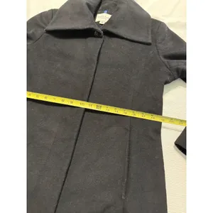 Cole Haan Signature Black Wool Blend Wing‎ Collar Hidden Button Coat Womens 12 thumbnail 7