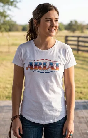 Womens small Ariat Serape Style high low drop tail hemline TShirt thumbnail 1