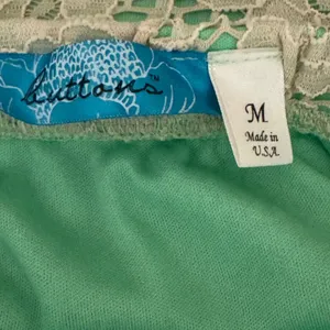 Buttons Mint Green & Ivory Lace Strapless Mini Dress Boho Sweetheart Skater Romantic M thumbnail 6