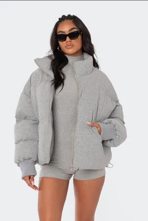Edikted Jersey Grey Puffer thumbnail 1