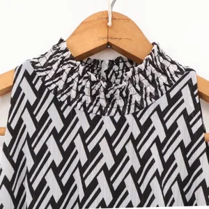 Sam Edelman Geo Mock‎ Neck Smock Waist Midi Dress Womens Size 4 Black White NWT thumbnail 12