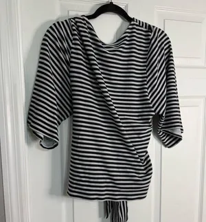 Express Monochrome Striped Wrap Top XL thumbnail 5