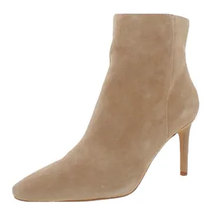Vince Camuto Boots Size 8 Leather Womens Tan Almond Toe‎ Side Zip Ankle Booties thumbnail 1