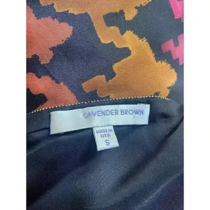 LAVENDER BROWN Orange Pink Burgundy Fall Houndstooth Maxi‎ Dress Size S Small thumbnail 8