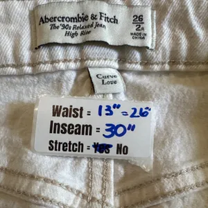 Abercrombie & Fitch Curve Love The 90s Relaxed Jean High Rise White 26 2R 5893 thumbnail 3