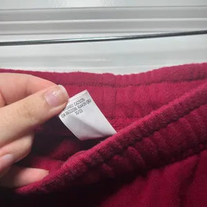 PINK Victoria's Secret Red Wide Leg Sweatpants I Heart U Heart Patch Small thumbnail 5