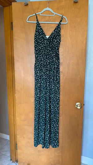 Kaileigh Jumpsuit Floral Green Dark Wide Leg Medium thumbnail 3