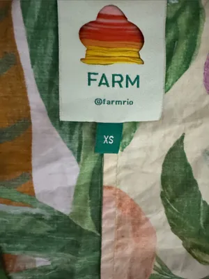 Farm Rio 100% Cotton Tropical Fruit Print V-Neck Mini Dress - Pink Yellow Sz XS thumbnail 9