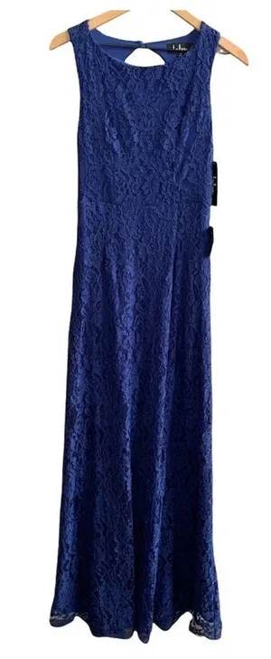 NWT Lulu’s Lace Overlay Royal Blue Dress Gown Size Small thumbnail 1