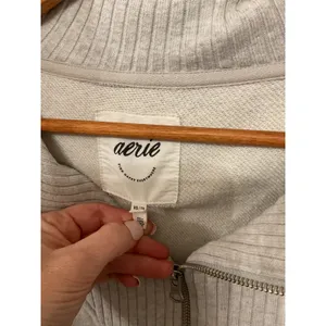 Aerie Down to Earth 1/4 Zip Sweatshirt Women's XS Gray Oversized Pullover thumbnail 7