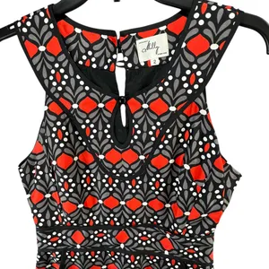 Milly Sheath Dress 2 Black Gray Red Silk Geometric‎ Sleeveless Modern Chic Party thumbnail 3