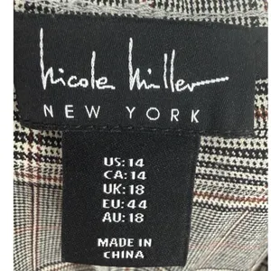 Nicole Miller New York Womens Gray Brown Plaid Wide Leg Trousers Pants Size 14 thumbnail 3