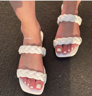 Soda Shoes White Braided Vegan Leather Sandal thumbnail 1