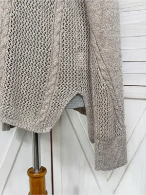 American Eagle Multi Knit‎ Lightweight Cotton Wool Blend Sweater Tan Medium thumbnail 6