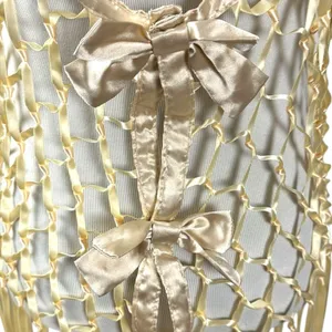 Urban Outfitters Coquette Dainty See Through Satin Ribbon Bow Fringe Midi Top in Blush Small thumbnail 7