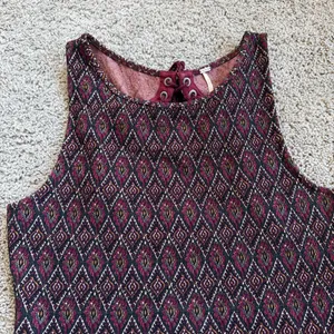 Free People Burgundy Black Patterned Tank With Open Back Detail Size Medium thumbnail 2